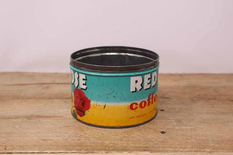 Vintage Red Rose Coffee Metal Tin 1 lb. Tin empty without Lid image 3