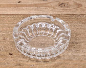 Vintage Round Clear  Glass Ashtray