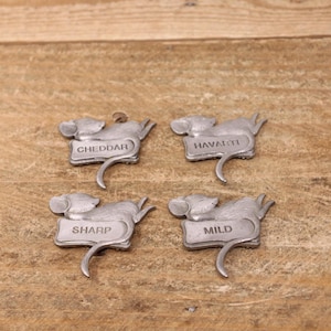 4 Pewter Mouse Design Cheese Markers