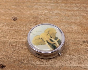 Miniature Round 3-Section Pill Box - Elephant Design