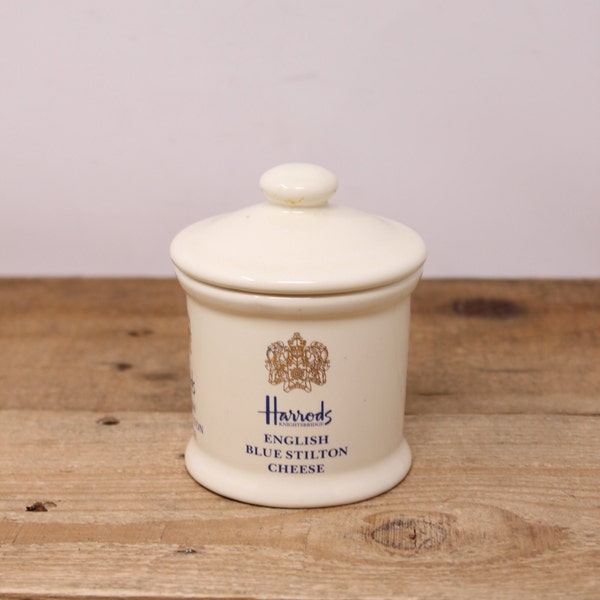 Harrods English Blue Stilton Cheese - White Porcelain Storage Canister / Jar (empty)