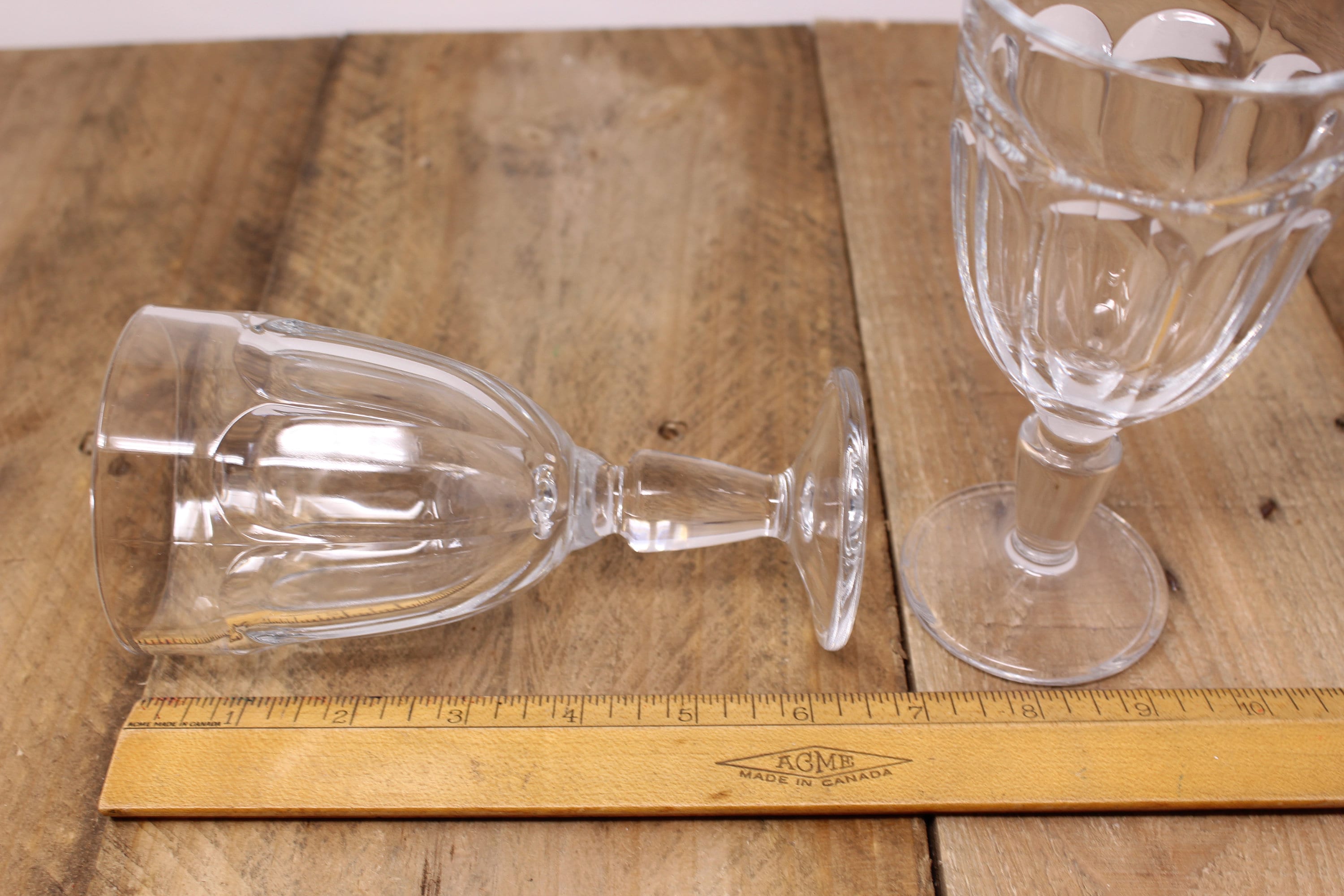 2 Libbey Heavy Paneled Stemmed Water Glasses Etsy