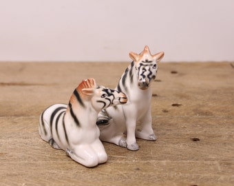 Vintage Ceramic Zebra Salt & Pepper Shakers