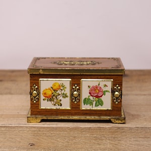 Vintage Blue Bird Confectionery Tin - Harry Vincent - Floral Design Tin with Money Slot
