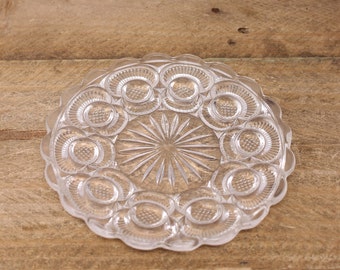 Antique EAPG Diamond Point 6.25" Glass Plate - Bryce Higbee New Crescent