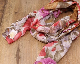 Berkshire Long Floral Silk Scarf - Made in Italy
