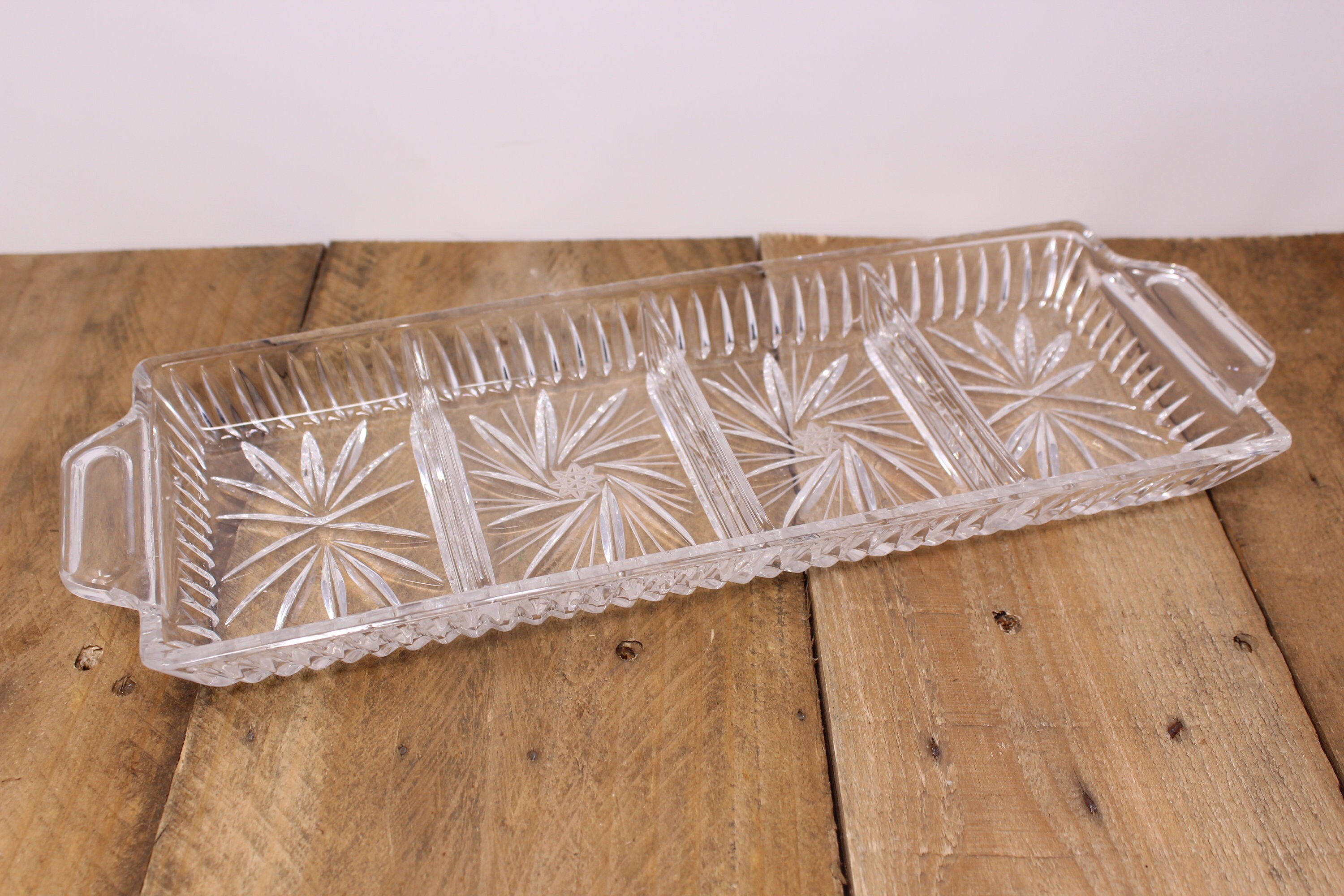 Pinwheel Crystal Rectangle Divided Vegetable Serving Tray Etsy