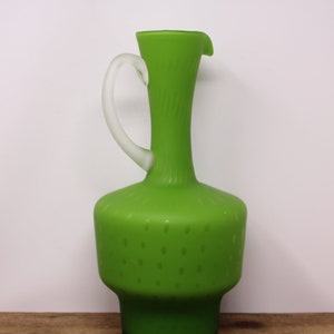 Vintage Large  Empoli Green Cased Art Glass Jug - Italian Art Glass