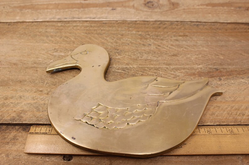 Vintage Brass Trivet - Duck Design imagem 6