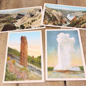 4 cartes postales du parc Yellowstone - J. E. Haynes, St. Paul - Minnesota