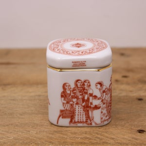 Vintage Mlesna White & Red/Brown Porcelain Lidded Pure Ceylon Tea Jar - Sri Lanka