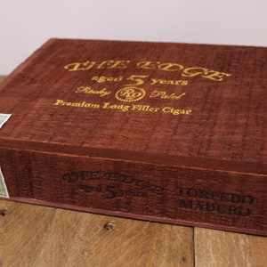 Vintage Tobacciana - The Edge - Premium Long Filler - Wooden Cigar Box (empty)