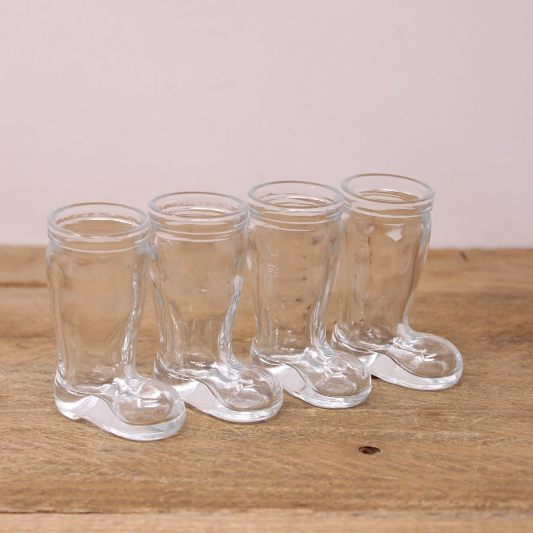 4 Clear Glass Boot Clear Glass Shot Glasses Etsy