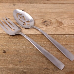 Oneida Satin Accent Stainless Serving Set: Cold Meat Fork & Pierced Spoon