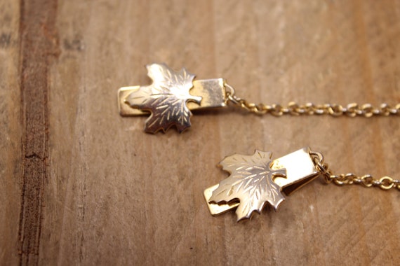 Vintage Maple Leaf Design Sweater Clips / Cardiga… - image 2