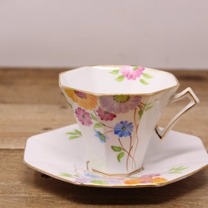 Vintage Melba Bone China - 8-Sided Cup & Saucer Set - 4284