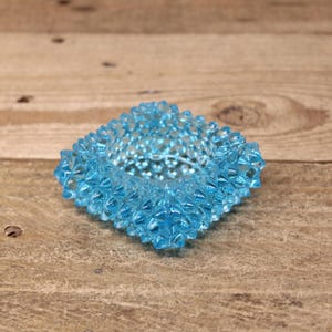 Vintage Fenton Art Glass Hobnail Blue Votive Candle Holder