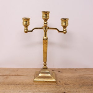 Vintage Three Light / 3 Taper Candle Brass Candelabra - Made in England