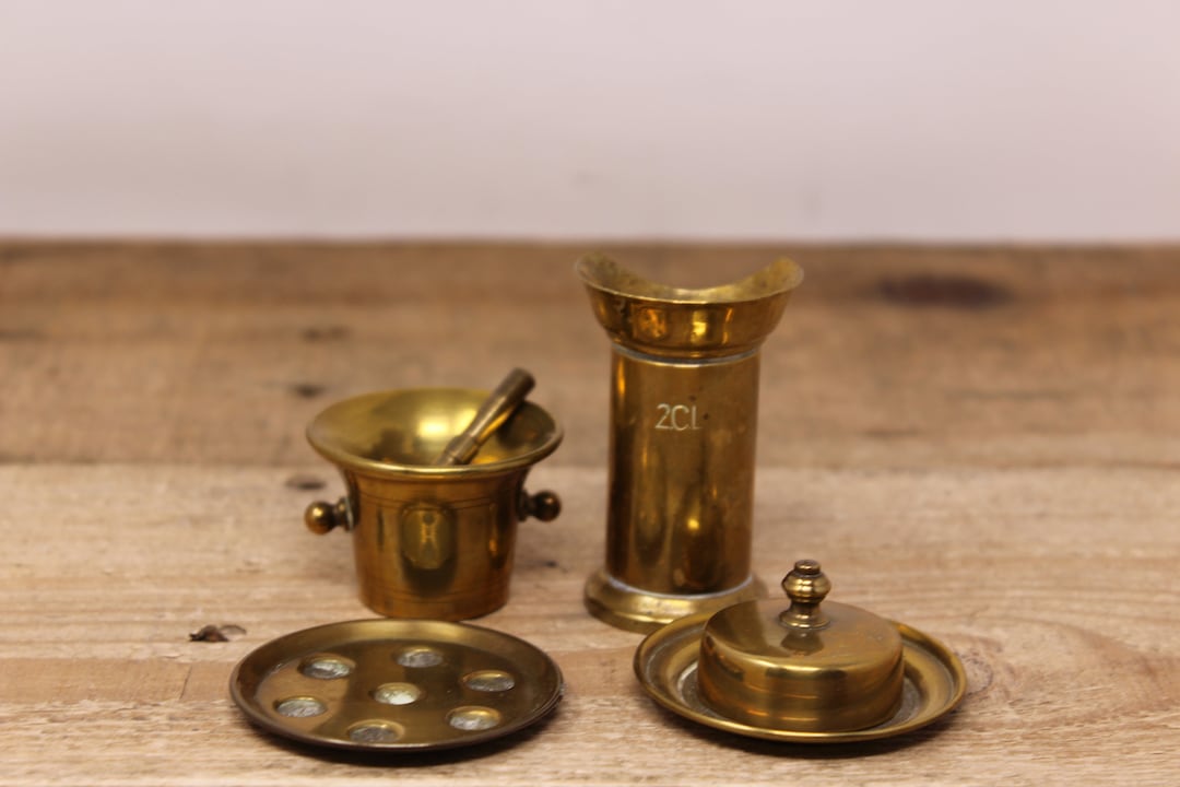Set of Vintage Brass Miniature Kitchen Utensils Collectable Smalls