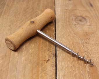 Vintage Wood Turned Long Corkscrew - Italy
