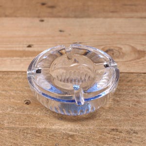Heavy Art Glass Orb Ashtray with Blue Tint
