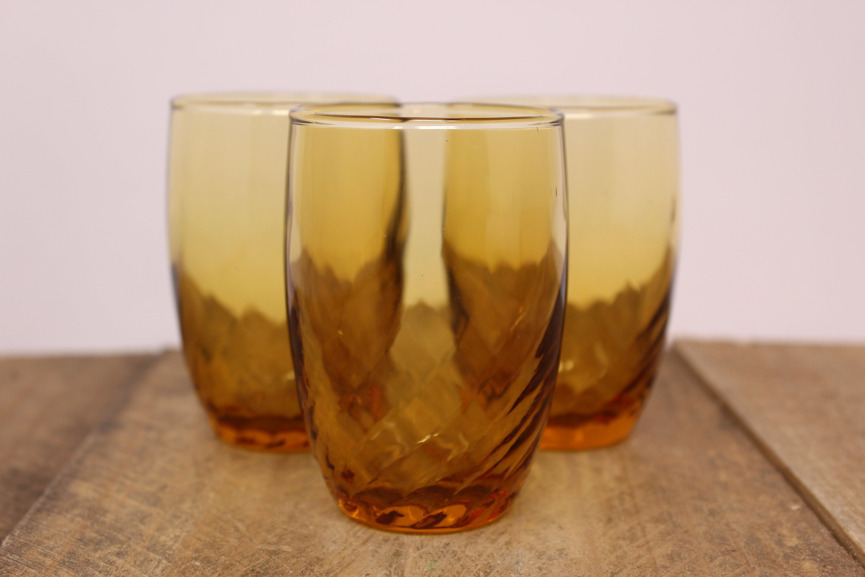 3 Libbey Tiara Amber Water / Juice Glasses Etsy