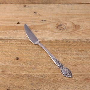 Vintage Rose Leaf - Stainless Flat Handle Master Butter Knife by National Stainless