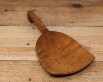 Antique Wood Bird/s Eye Maple Hand-Carved Tool Butter Paddle / Treenware Scoop