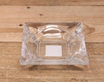 Vintage Anchor Hocking Clear Square Glass Ashtray