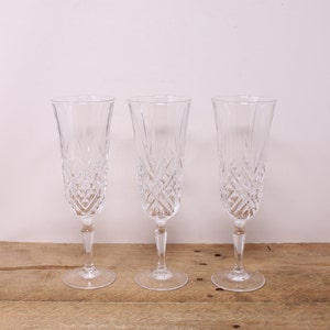 3 Vintage Masquerade Fluted Champagne Glasses by Cristal D'Arques-Durand