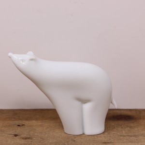 Vintage White Solid Art Glass Polar Bear Figurine