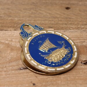 Trombone en laiton émaillé double face design grec vintage - Lettre - Porte-cartes et mémos