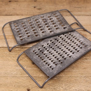 2 Vintage Primitive Kitchen Shredders / Graters