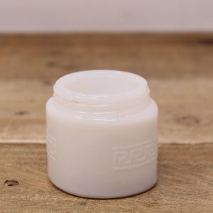 Vintage Woodbury Milk Glass Jar with Art Deco Design - Cold Cream Container