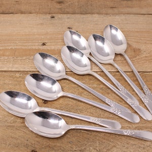 Vintage Adoration - 1847 Rogers Bros. - 8 Round Soup Spoons - 6.75&quot;