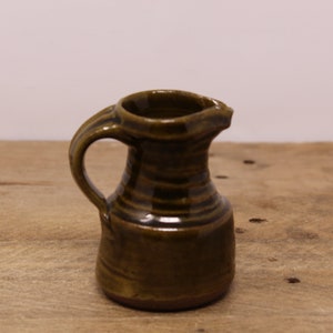 Vintage Dark Olive Green Red Ware  Glazed Small Creamer / Vase - Ireland