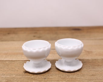 Pair of "Cracked Egg" White Porcelain Egg Cups
