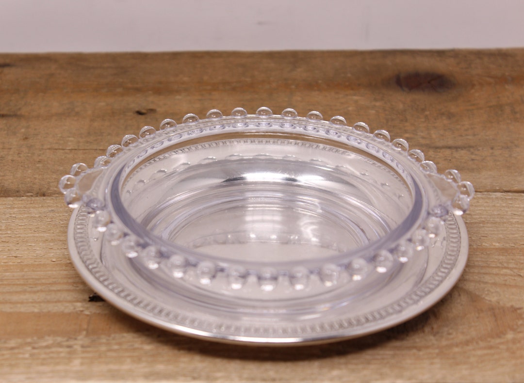 Vintage Imperial Glass Ohio Clear Round Candlewick Butter Dish No Lid