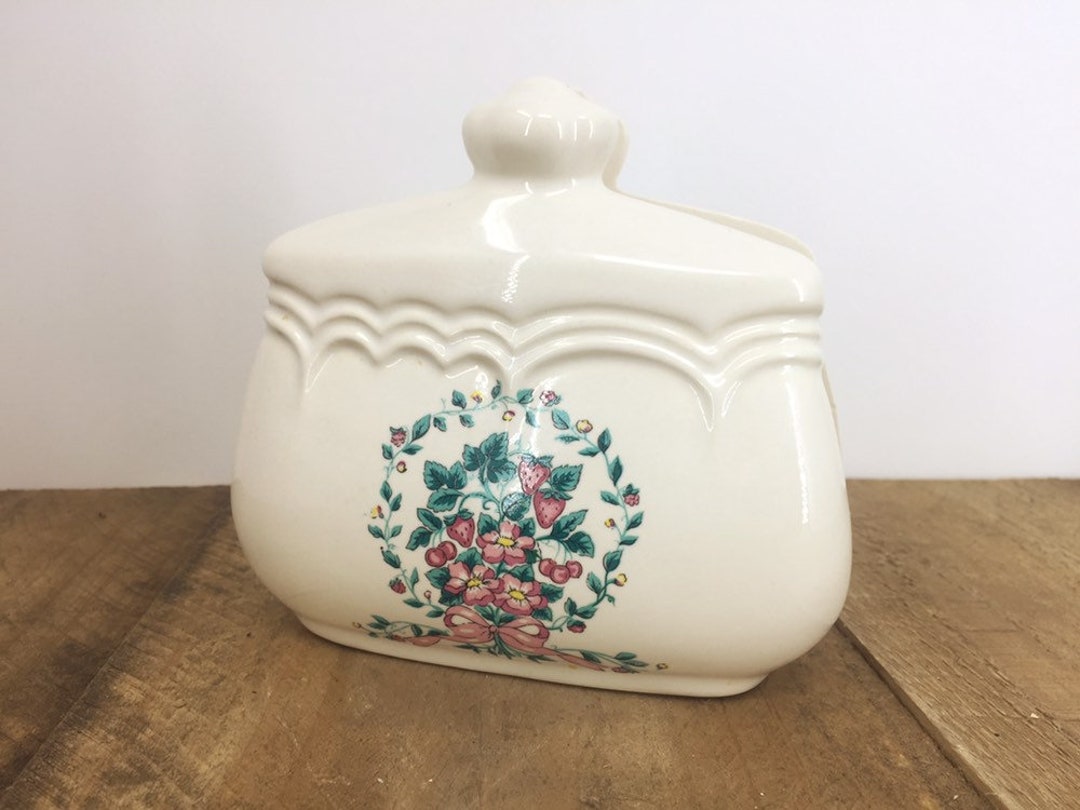 Vintage Ceramic Napkin Holder Floral Design Etsy