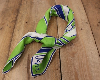 Vintage Square Scarf by Vera - Blue / Green Stripes