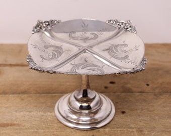 WM A Rogers Lovelace Silver on Copper Pedestal Dish 7