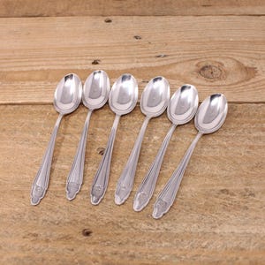 6 Vintage Gense Alp (24 Gr) Demitasse Silver Plate Spoons / Tea Spoons / Coffee Spoons - 3 Crown Design - Sweden
