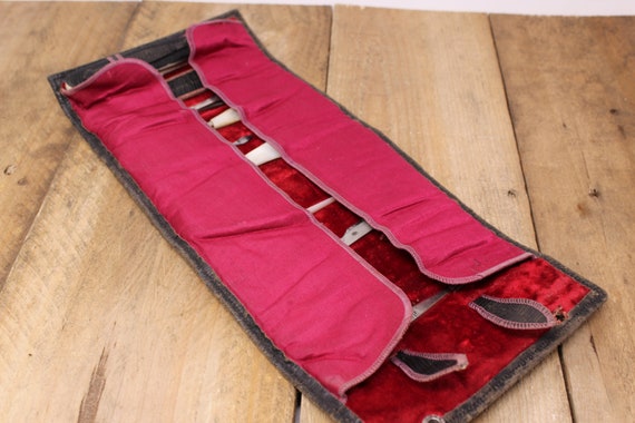 Antique Manicure Set - Victorian Red Velvet - Mot… - image 6