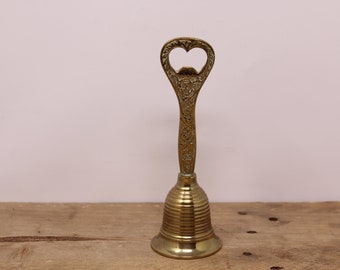 Vintage Brass Dinner Bell - Bottle Opener - Floral Design