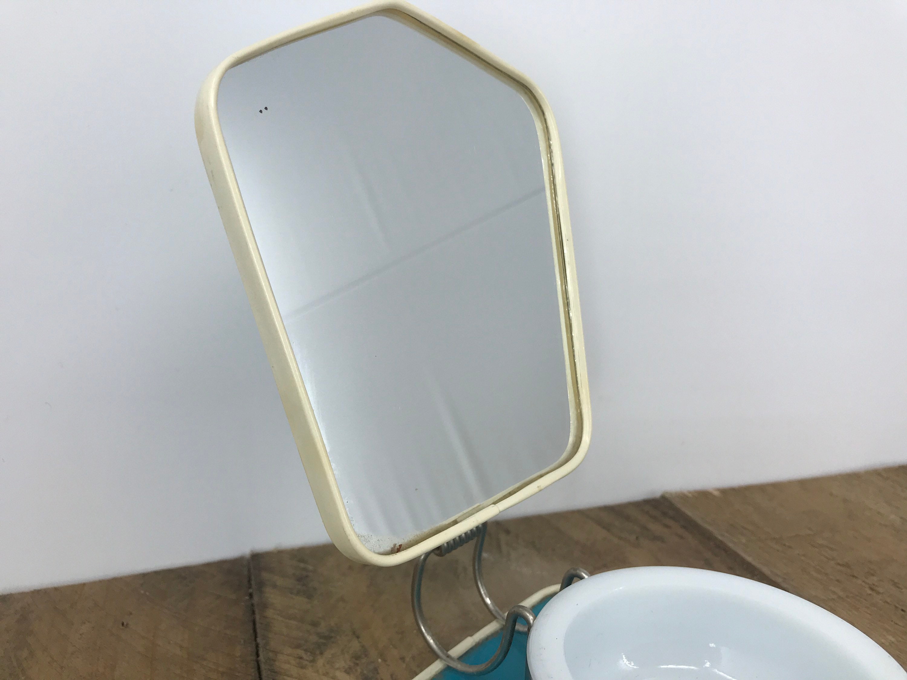 Vintage Folding Shaving Mirror With Stand and Milk Glass Cup Etsy Canada