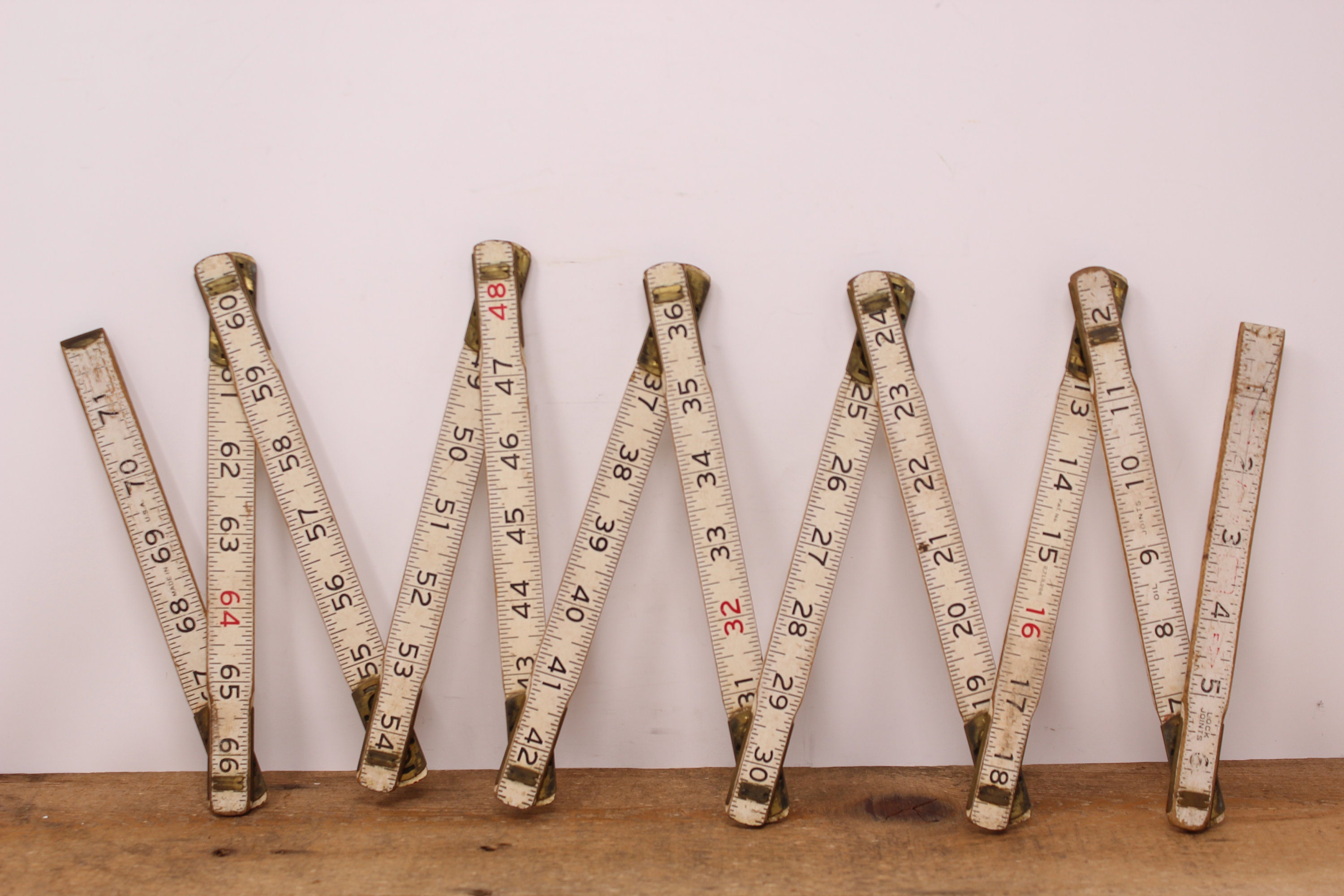 Lufkin Rigid 72 Inch Ruler Vintage Wood Folding Ruler 72