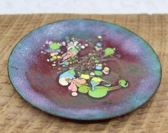 Enamel on Copper Abstract Spatter Dish