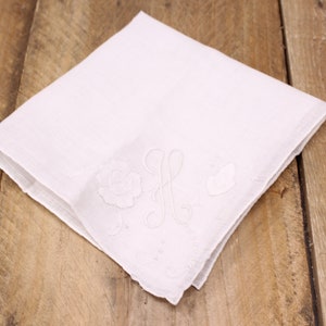Desco - All Linen Handkerchief - Made in Madeira - Monogrammed &quot;H&quot;