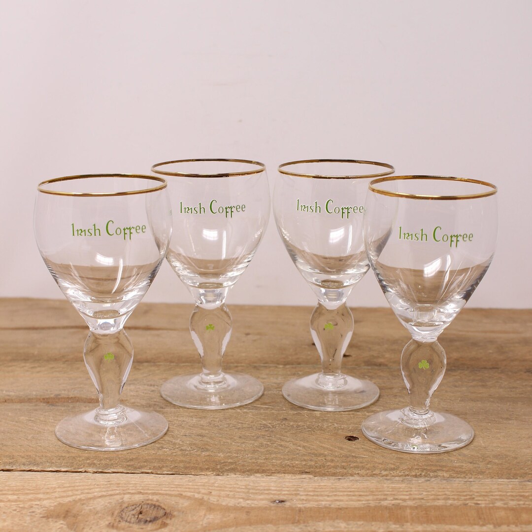 4 Vintage Gold Rimmed Irish Coffee Glasses With a Shamrock on - Etsy
