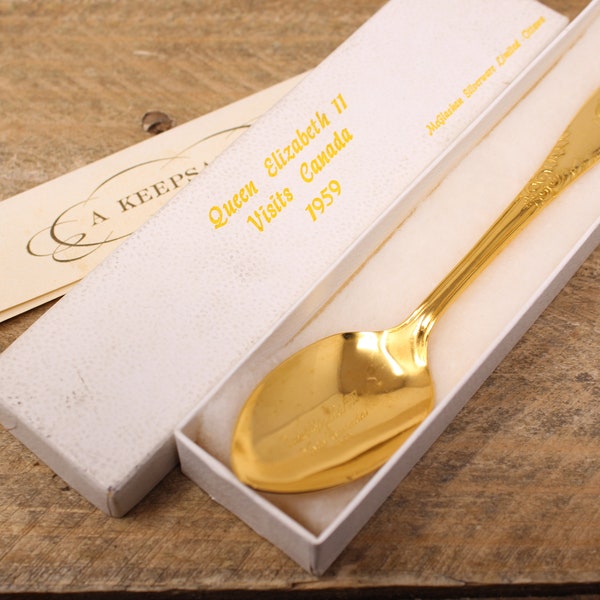 1959 Queen Elizabeth II Visit to Canada - Gold Plated Keepsake Spoon with Box & Certificate